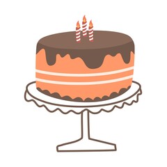 Illuminated candles on birthday cake 