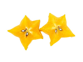 Fototapeta premium fresh yellow ripe star apple isolated on white background.