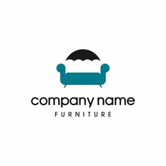 sofa divan day bed couch settee umbrella icon vector. furniture company logo design idea