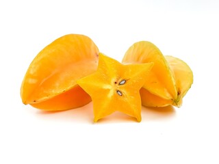 fresh yellow ripe star apple isolated on white background.