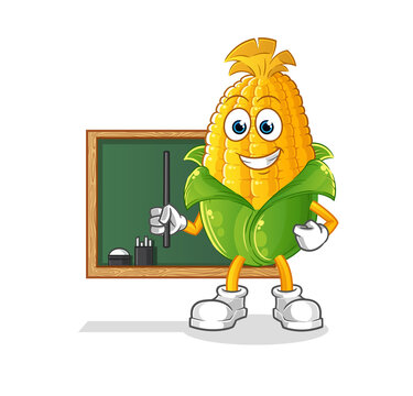 corn teacher vector. cartoon character