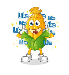 corn give lots of likes. cartoon vector
