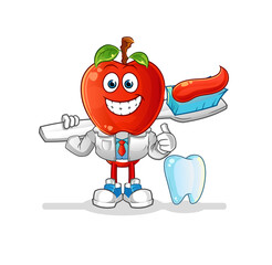 apple head cartoon dentist illustration. character vector