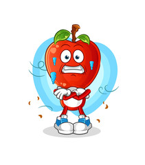 apple head cartoon cold illustration. character vector
