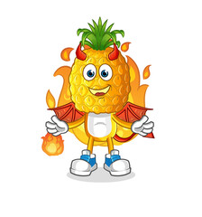 pineapple head cartoon demon with wings character. cartoon vector