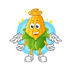 corn angel with wings vector. cartoon character