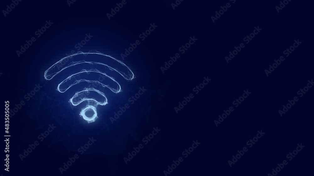 Fototapete Wi-fi wireless internet network icon with plexus effect. Connected lines with dots. Lines plexus
