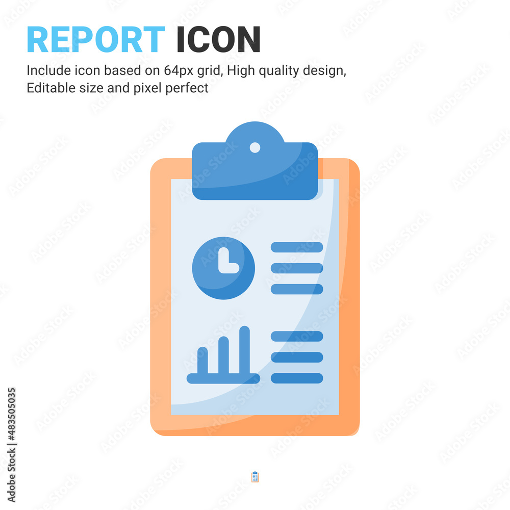 Poster report icon vector with flat color style isolated on white background. vector illustration result si