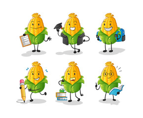 corn education set character. cartoon mascot vector