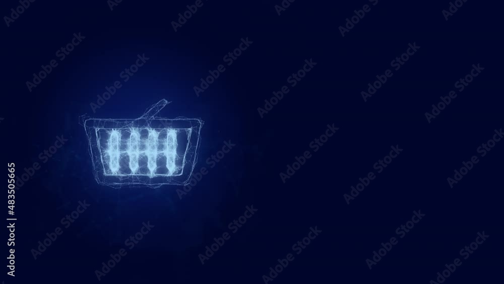 Poster Shopping basket icon with plexus effect. Connected lines with dots. Lines plexus