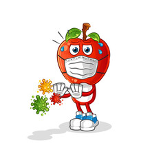 apple head cartoon refuse viruses. cartoon mascot vector