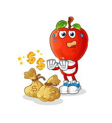 apple head cartoon refuse money illustration. character vector