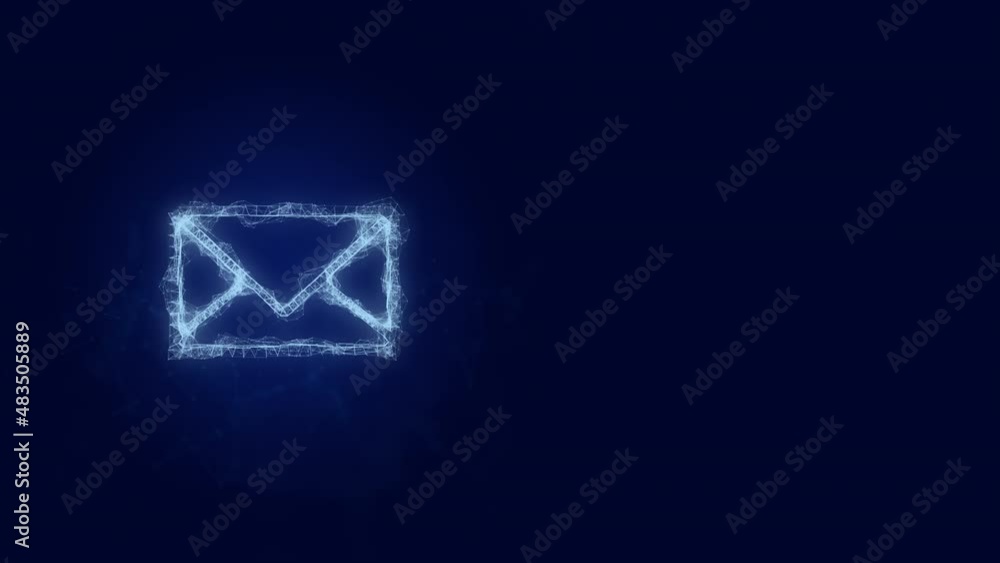 Poster Envelope icon with plexus effect. Connected lines with dots. Lines plexus