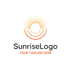 Solar Sunrise Happy Morning Vector Abstract Illustration Logo Icon Design Template Element