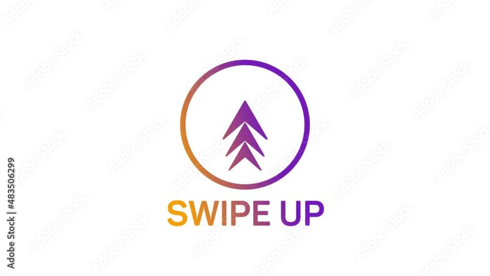 Aufkleber Swipe up, arrow up buttons colorful gradient. Alpha channel without background. Swipe up animation footage.