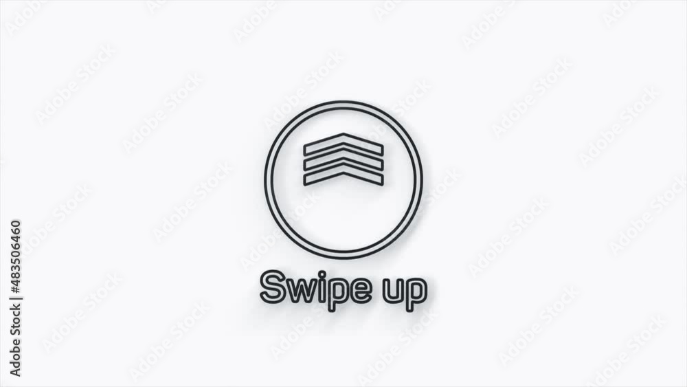 Poster Line Swipe up animation button. Application and social network icons, swipe up for advertising. Social media scroll arrows. 4K video animation with alpha channel