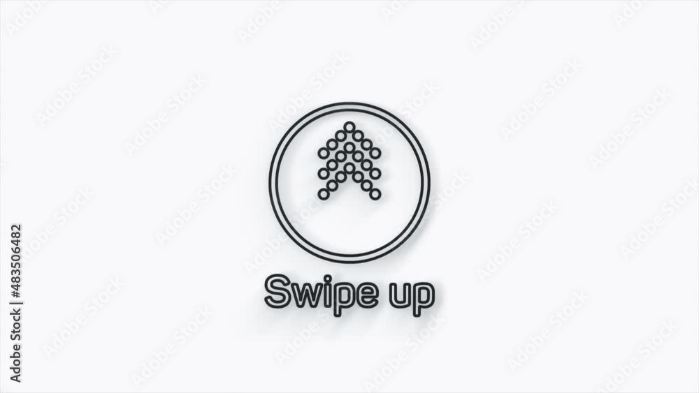 Poster Line Swipe up animation button. Application and social network icons, swipe up for advertising. Social media scroll arrows. 4K video animation with alpha channel
