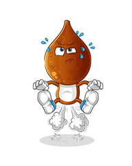 snake fruit head cartoon fart jumping illustration. character vector