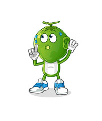 green coconut head cartoon eavesdropping vector. cartoon character