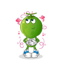 green coconut head cartoon shy vector. cartoon character