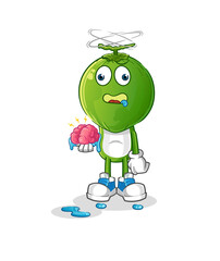 green coconut head cartoon no brain vector. cartoon character