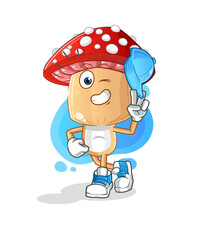 red mushroom head cartoon young boy character cartoon