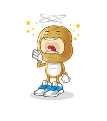 potato head cartoon yawn character. cartoon mascot vector