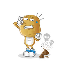potato head cartoon with stinky waste illustration. character vector