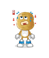 potato head cartoon low battery mascot. cartoon vector