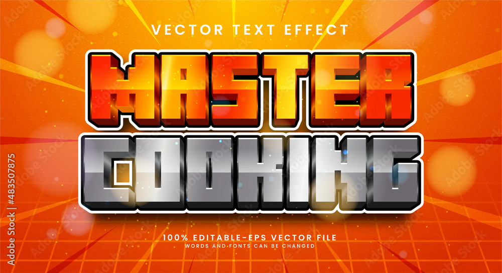 Poster master cooking 3d text effect, editable text style and suitable for game assets.