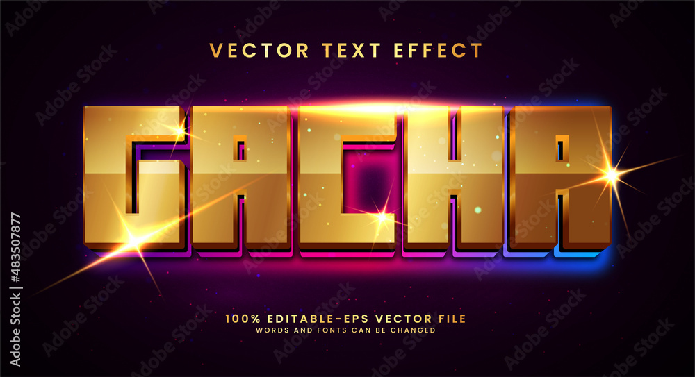 Poster gacha 3d glowing text effect, editable text style and suitable for game assets.