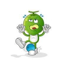 green coconut head cartoon hiten by bowling. cartoon mascot vector