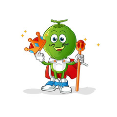 green coconut head cartoon king vector. cartoon character