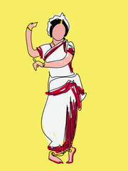 Obraz na płótnie Canvas Indian dance bhartnatyam graphic illustration woman Design