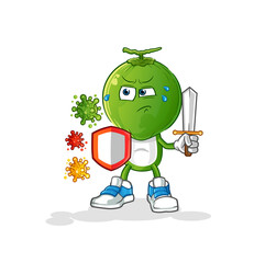 green coconut head cartoon against viruses. cartoon mascot vector