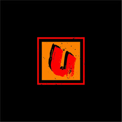 U initial art entertainmen logo vector image