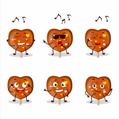 An image of orange lolipop love dancer cartoon character enjoying the music