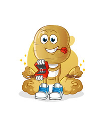Fototapeta premium potato head cartoon propose with ring. cartoon mascot vector