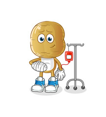 potato head cartoon sick in IV illustration. character vector