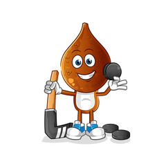snake fruit head cartoon playing hockey vector. cartoon character