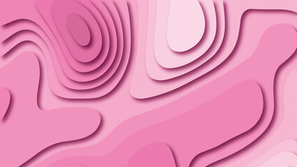 Vintage cutout frame with shadow on a striped pink background. Template for your design. Background in paper style. Of multi-colored details.