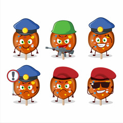 A dedicated Police officer of orange lolipop love mascot design style