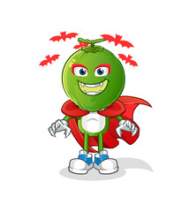 green coconut head cartoon Dracula illustration. character vector
