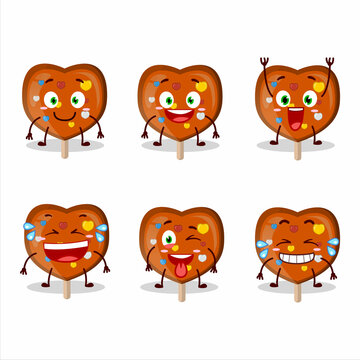 Cartoon character of orange lolipop love with smile expression