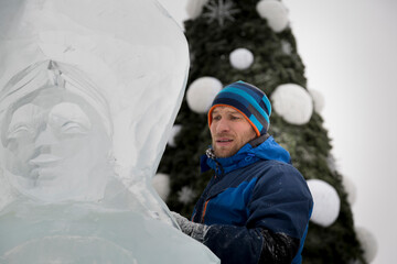 Facial portrait of the sculptor at work Facial portrait of a sculptor at work