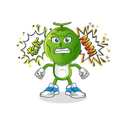 green coconut head cartoon anime angry vector. cartoon character