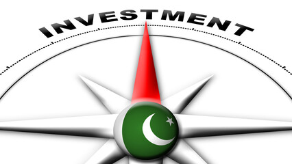 Pakistan Globe Sphere Flag and Compass Concept Investment Titles – 3D Illustration