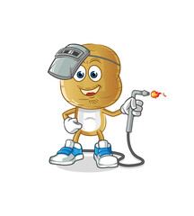 Obraz premium potato head cartoon welder mascot. cartoon vector