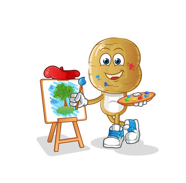 potato head cartoon artist mascot. cartoon vector