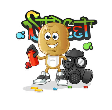 potato head cartoon graffiti artist vector. cartoon character